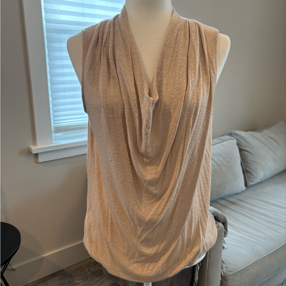Anthropologie Beige Drape Neck Women's Top